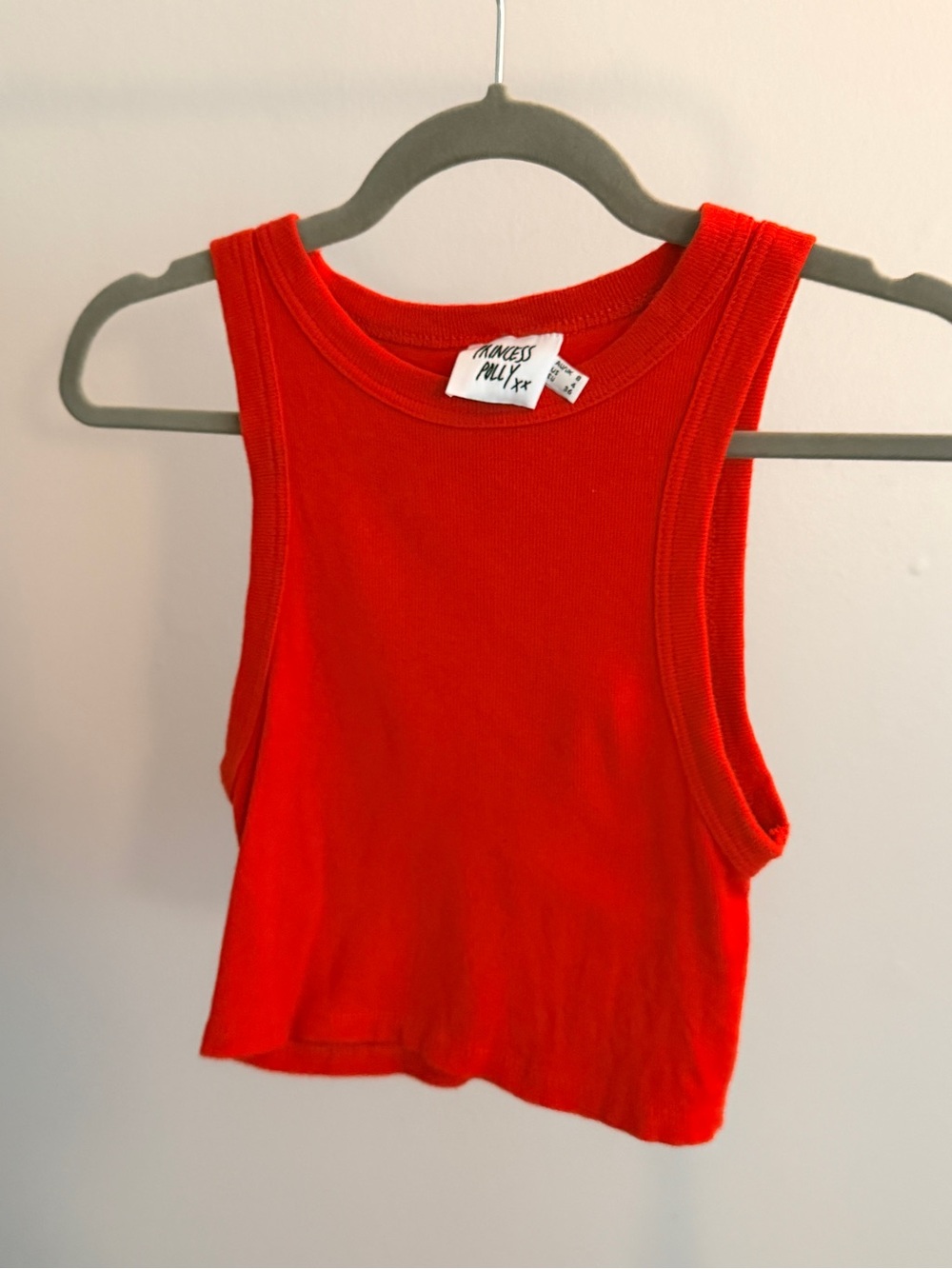 Princess Polly Red Ribbed Cropped Tank